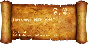 Hatvani Máté névjegykártya